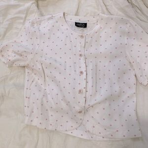 Vintage 80s pink and white crop top